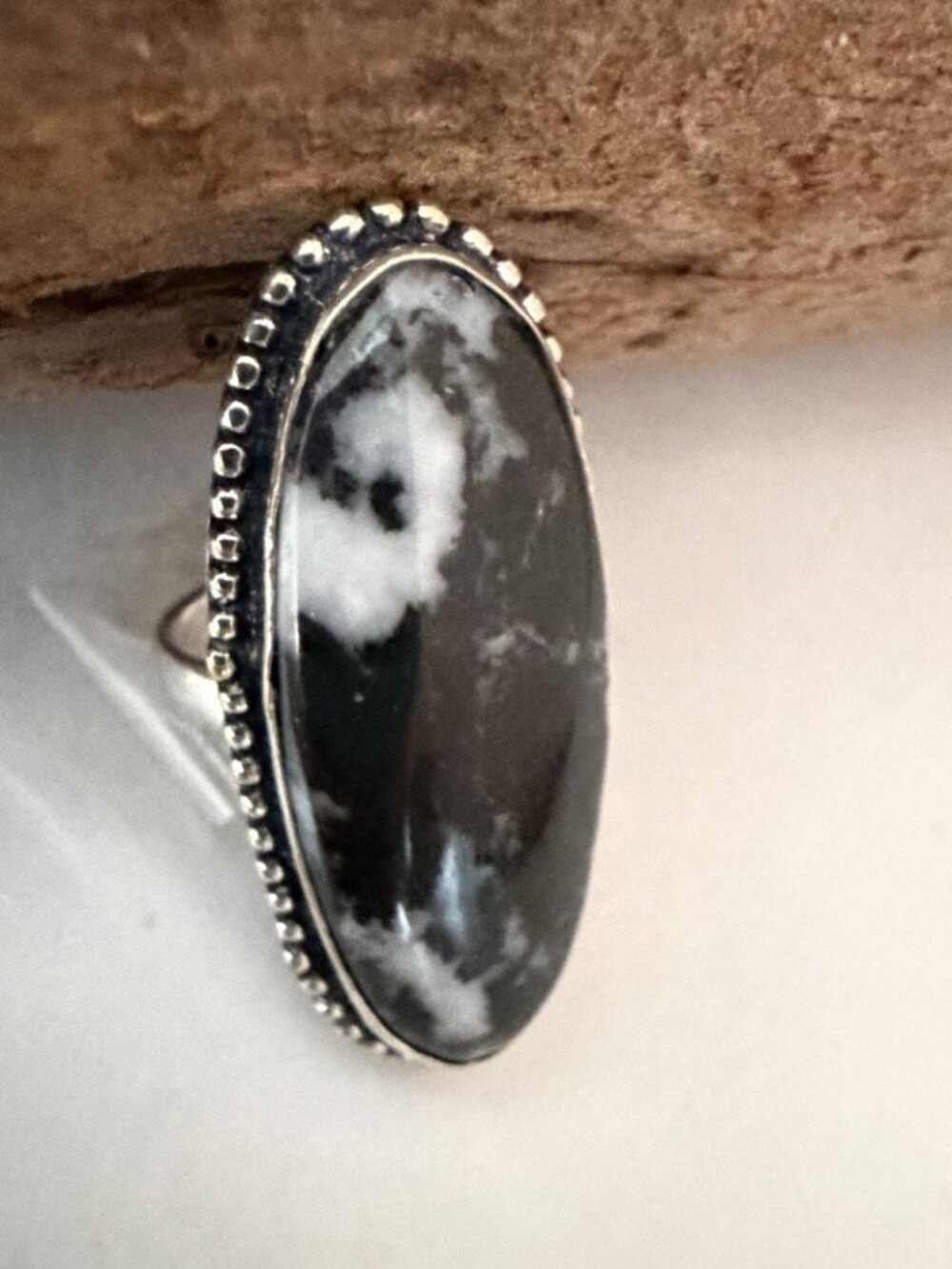 925 Sterling Silver White Buffalo Turquoise Ring Size 7 Native Jewelry